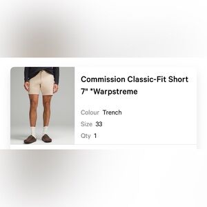 Men’s Lululemon Commission Classic Fit Short Size 33